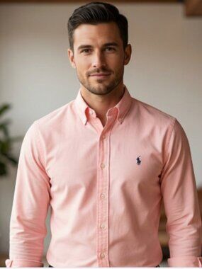 Ralph Lauren Men’s XL Classic Fit Peach Oxford Button Down Shirt Polo Pony